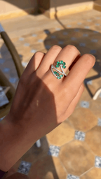 Set in 18K Gold, 1.13 Carats, Natural Zambian Emerald & Diamonds Cocktail Ring