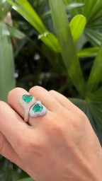Natural Zambian Emerald Two Tone Gold Ring - 18k Gold Diamond Wedding Ring