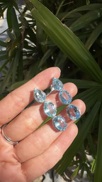 Natural Aquamarine Gemstone Dangle Earrings - 18k White Gold Diamond Drop Dangle Earrings