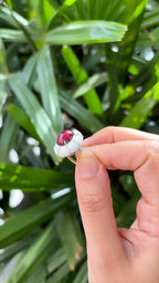 4.32 Ct. Rubellite & White Enamel Cocktail Dome Ring - 18k White Gold Diamond Ring