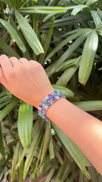Natural Blue Sapphire, Ruby & Emerald Handmade Bracelet - 18k White Gold Diamond Bracelet