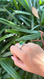Natural Zambian Emerald Cocktail Ring - 18k White Gold Ring With Yellow Diamonds