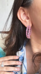 18K Rose Gold, 17.97 carats, Ceylon Pink Sapphires Hoop Earrings