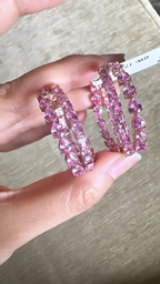 18K Rose Gold, 17.97 carats, Ceylon Pink Sapphires Hoop Earrings