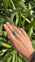 Natural Zambian Emerald Gold Ring - 18k White Gold Diamond Ring