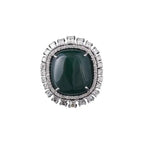 Natural 38.25 Ct. Emerald Cocktail Ring - 18k White Gold Princess Diamond Statement Ring