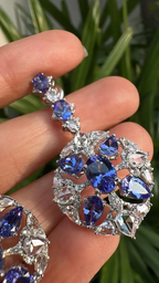 18k White Gold Rose Cut Diamond Dangle Earrings - Natural Tanzanite Gemstone Earrings