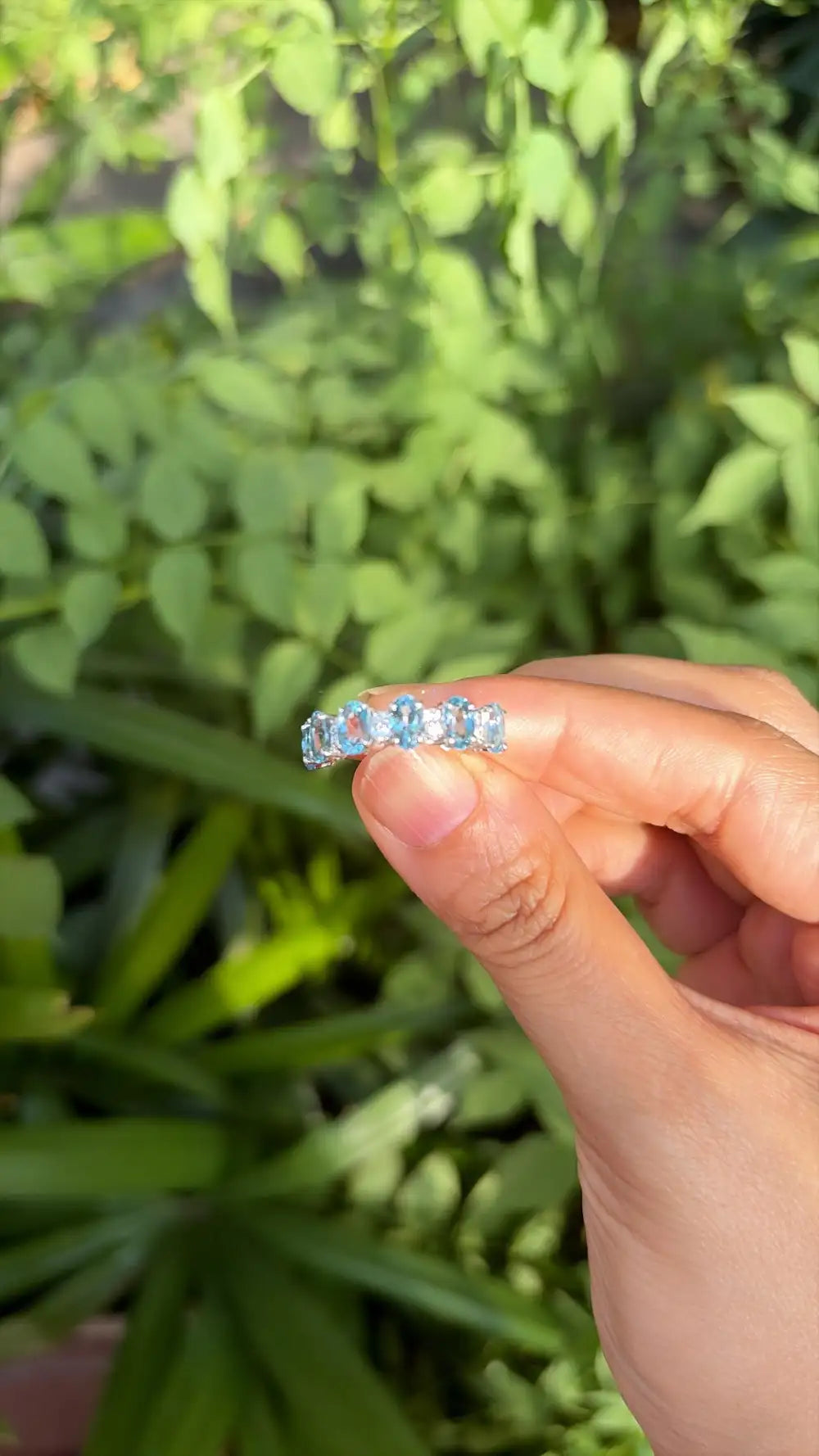 18k White Gold Diamond Ring - Natural Aquamarine Gemstone Ring