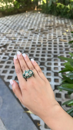 18k Gold & Titatnium Ring - Natural Yellow Diamond Statement Ring