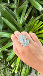 Set in 18K White Gold, 16.20 carats Aquamarine & Diamond oversized Cocktail Ring