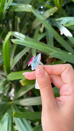 Natural Aquamarine & Mozambique Ruby Ring - 18k White Gold Diamond Ring