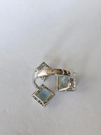 3.80 Ct. Aquamarine Gemstone Three Stone Cocktail Ring - 18k White Gold Diamond Ring