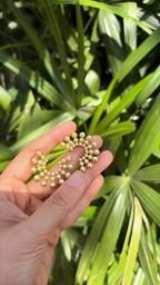 Golden Pearls Hoop Earrings - 18k Yellow Gold Diamond Handmade Earrings