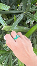 Natural Zambian Emerald & Diamond Band Ring - 18k White Gold Engagement Ring