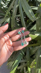 Natural Zambian Emerald & Rose Cut Diamond Dangle Earrings - 18k White Gold Handmade Drop Dangle Earrings