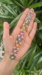 18k Yellow Gold Floral Bracelet - Natural Multi Sapphire & Rose Cut Diamond Modern Bracelet