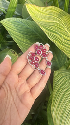 Natural Ruby Diamond Earrings - 18k Rose Gold Dangle Handmade Earrings