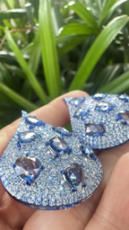 18k White Gold Diamond Earrings With Blue Rhodium - Natural Blue Sapphire Gemstone Earrings