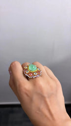 18k White Gold Diamond Handmade Cocktail Ring - Natural Paraiba Tourmaline & Multi Sapphire Gemstone Ring