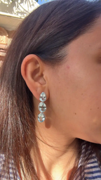 Natural Aquamarine Gemstone Dangle Earrings - 18k White Gold Diamond Drop Dangle Earrings