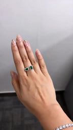 Natural Zambian Emerald Cuff Ring - 18k White Gold Diamond Minimalist Ring