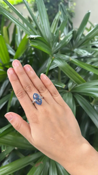 3.19 Ct. Ceylon Blue Sapphire Engagement Ring - 18k White Gold Diamond Ring