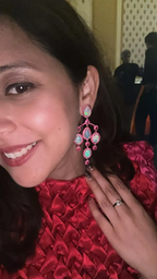 Ethiopian Opal & Mozambique Ruby Chandelier Earrings - 18k Gold Diamond Dangle Earrings