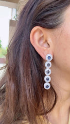 Ceylon Blue Sapphire & Blue Opal Dangle Earrings - 18k White Gold Diamond Dangle Earrings