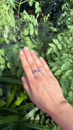 Natural Multi Sapphire & Diamond Band Ring - 18k White Gold Handmade Wedding Ring
