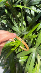 18k Yellow Matte Gold Bangle - Natural Emerald & Diamond Bangle