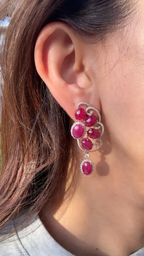 Natural Ruby Diamond Earrings - 18k Rose Gold Dangle Handmade Earrings