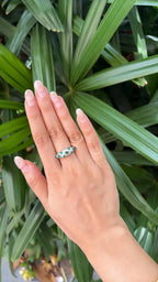 Zambian Emerald Sugarloaf  Ring - 18k White Gold Diamond Handmade Band Ring
