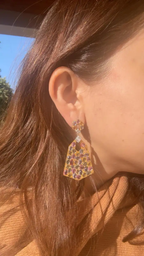 Natural Multi Sapphire & Diamond Dangle Earrings - 18k Matte Finish Earrings