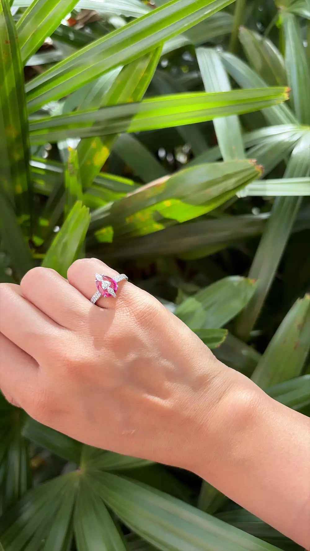 2.39 Ct. Rubellite Gemstone Ring - 18k White Gold Diamond Handmade Ring