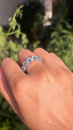 18k White Gold Diamond Ring - Natural Aquamarine Gemstone Ring