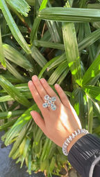 18k White Gold Statement Ring - Natural Aquamarine & Yellow Diamond Cocktail Ring