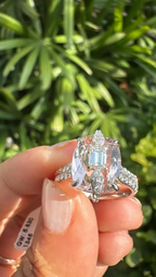 3.66 Ct. Morganite Gemstone Wedding Ring - 18k White Gold Diamond Engagement Ring