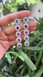 Ceylon Blue Sapphire & Blue Opal Dangle Earrings - 18k White Gold Diamond Dangle Earrings