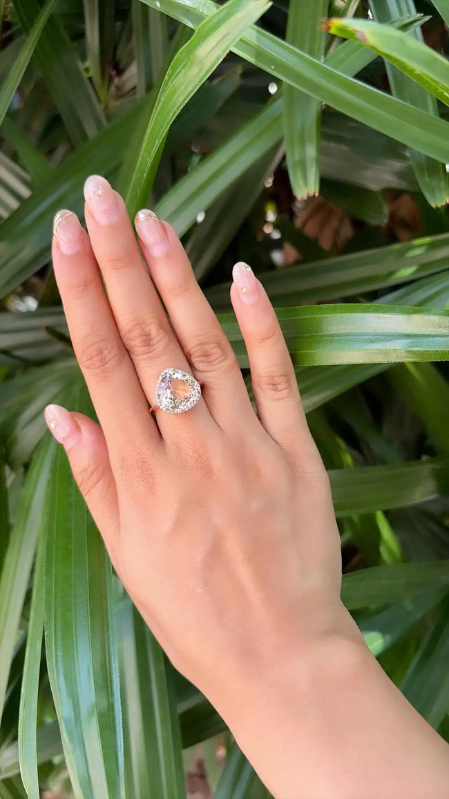 Natural Morganite Ring - 18k Rose Gold Diamond Handmade Ring Main Image