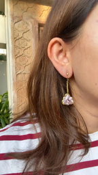 Natural Kunzite & Diamond Dangle Earrings - 18k Yellow Gold Dangle Earrings