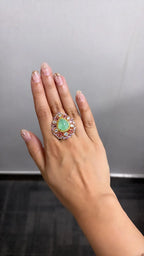 18k White Gold Diamond Handmade Cocktail Ring - Natural Paraiba Tourmaline & Multi Sapphire Gemstone Ring