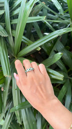 Zambian Emerald Sugarloaf  Ring - 18k White Gold Diamond Handmade Band Ring