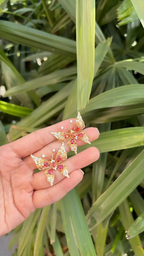 18k Yellow Gold Diamond Butterfly Stud Earrings - Natural Orange & Yellow Sapphire Earrings