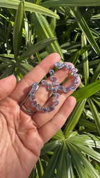 Natural Ceylon Blue Sapphire & Diamond Hoop Earrings - Solid 18k White Gold Handmade Earrings