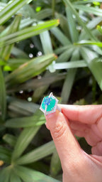18k White Gold Diamond Cocktail Ring - Natural Zambian Emerald & Blue Sapphire Ring