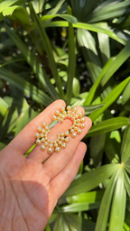Golden Pearls Hoop Earrings - 18k Yellow Gold Diamond Handmade Earrings