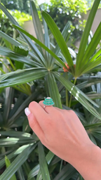 4.51 Ct. Zambian Emerald Wedding Ring - 18k White Gold Diamond Cluster Ring