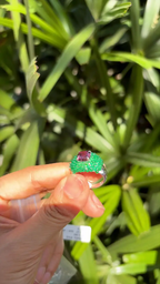 Natural Tourmaline & Emerald Cocktail Ring - 18k White Gold Ring