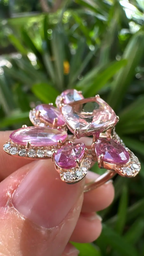18k Rose Gold Diamond Wedding Ring With Morganite & Pink Sapphire Gemstone