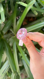 26.87 Ct. Kunzite & Pink Sapphire Cocktail Ring - 18k Rose Gold Diamond Wedding Ring